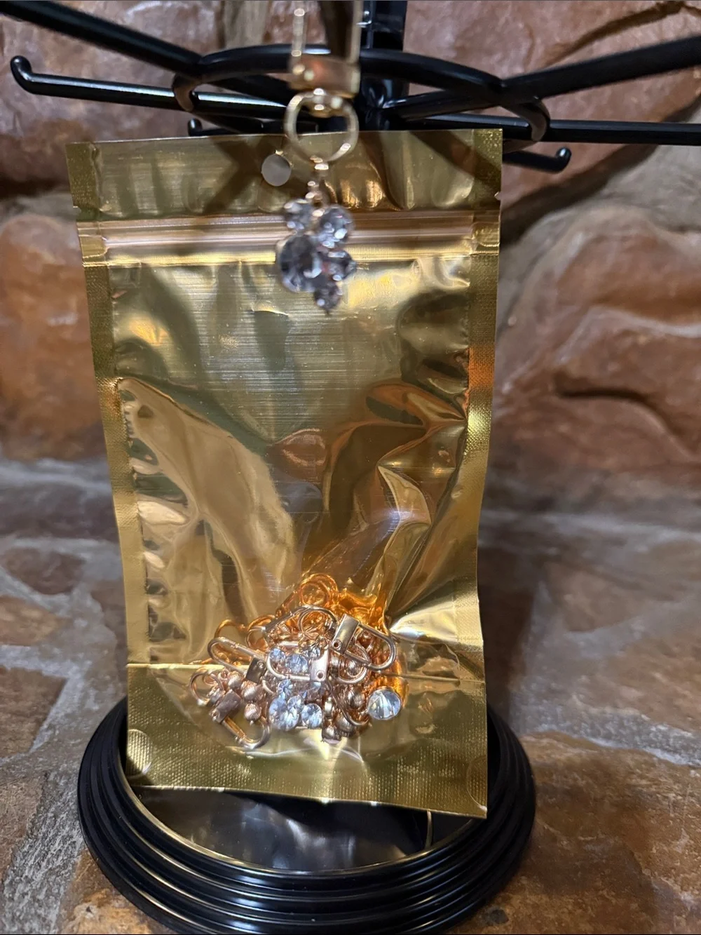 Gold-Tone Crystal Cluster Keychain Charm Christmas in July!!! Set of 8